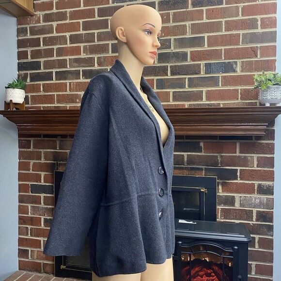 Alfani Womens Sweater Jacket Size 2X Gray Cotton Buttons Front Comfort Pre Owned - Picture 7 of 14